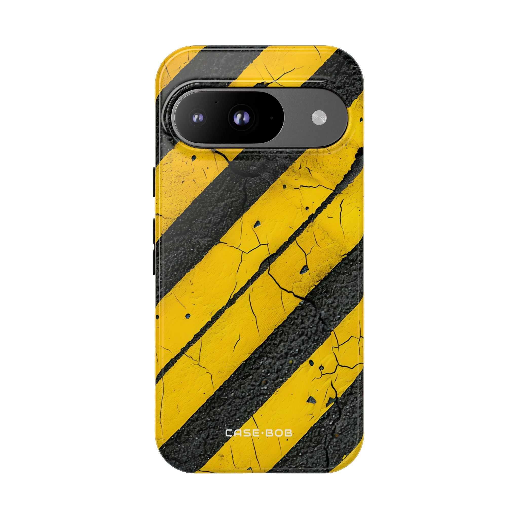 Yellow Stripe Distress Google Pixel 9 Case - Tough