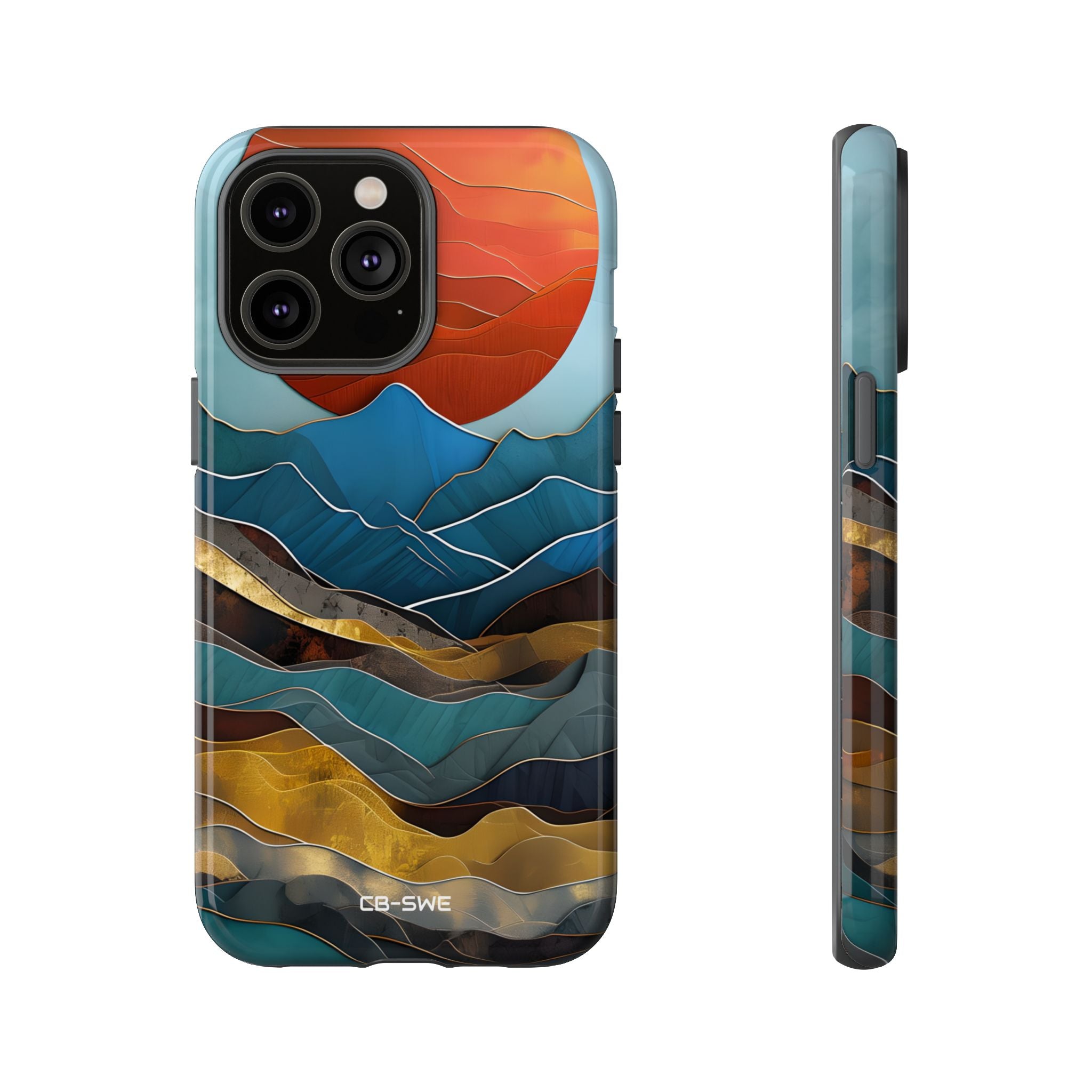 Sunset Geometry Waves - iPhone Case