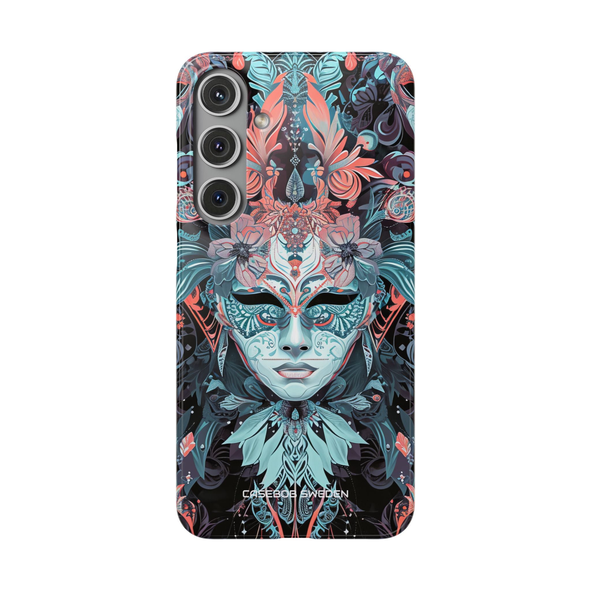 Mystic Teal Coral Mask - Slim Samsung S24 Phone Case