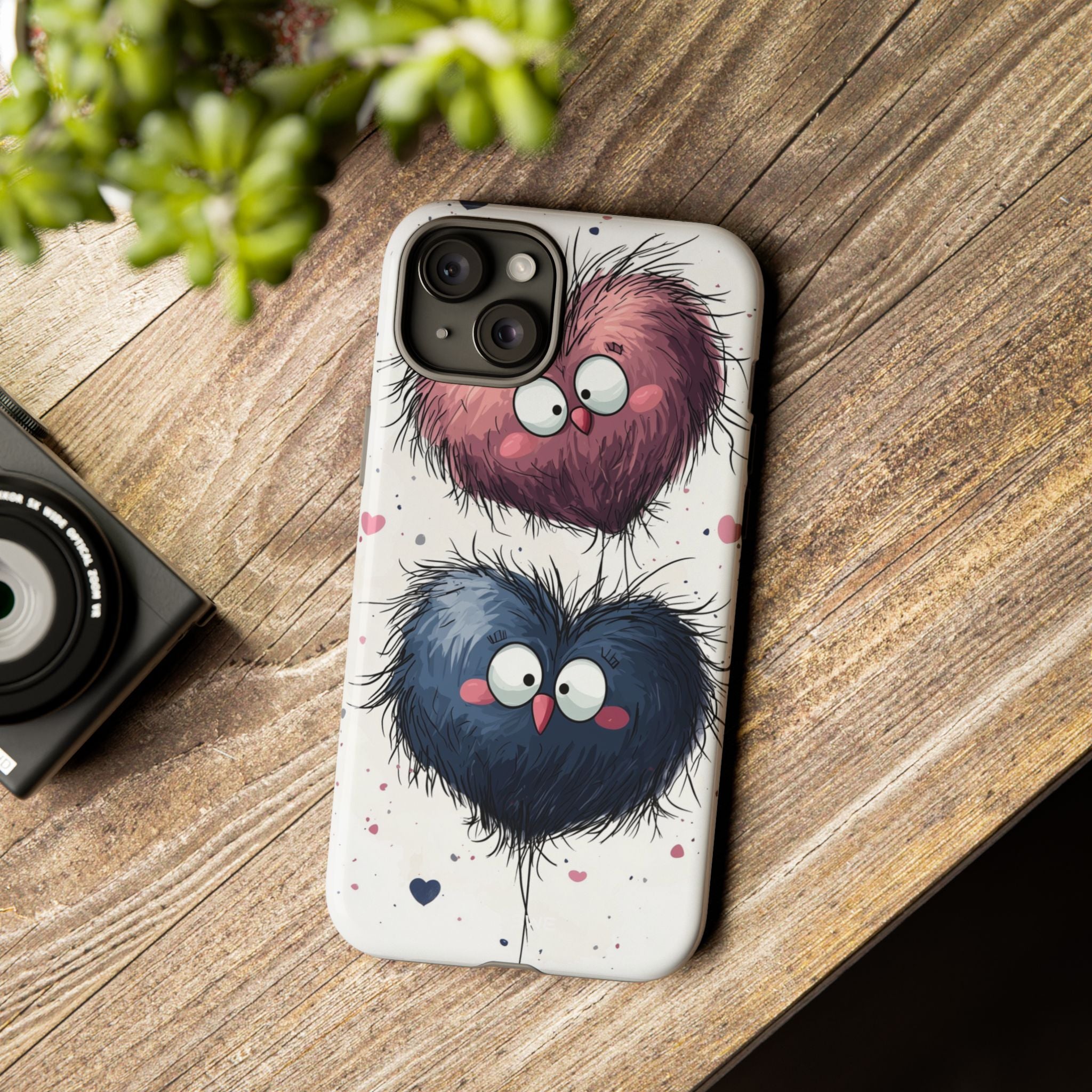 Fluffy Hearts Embrace - iPhone Case