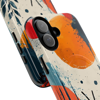 Orange Blue Splash - Tough + MagSafe® iPhone 16 Phone Case