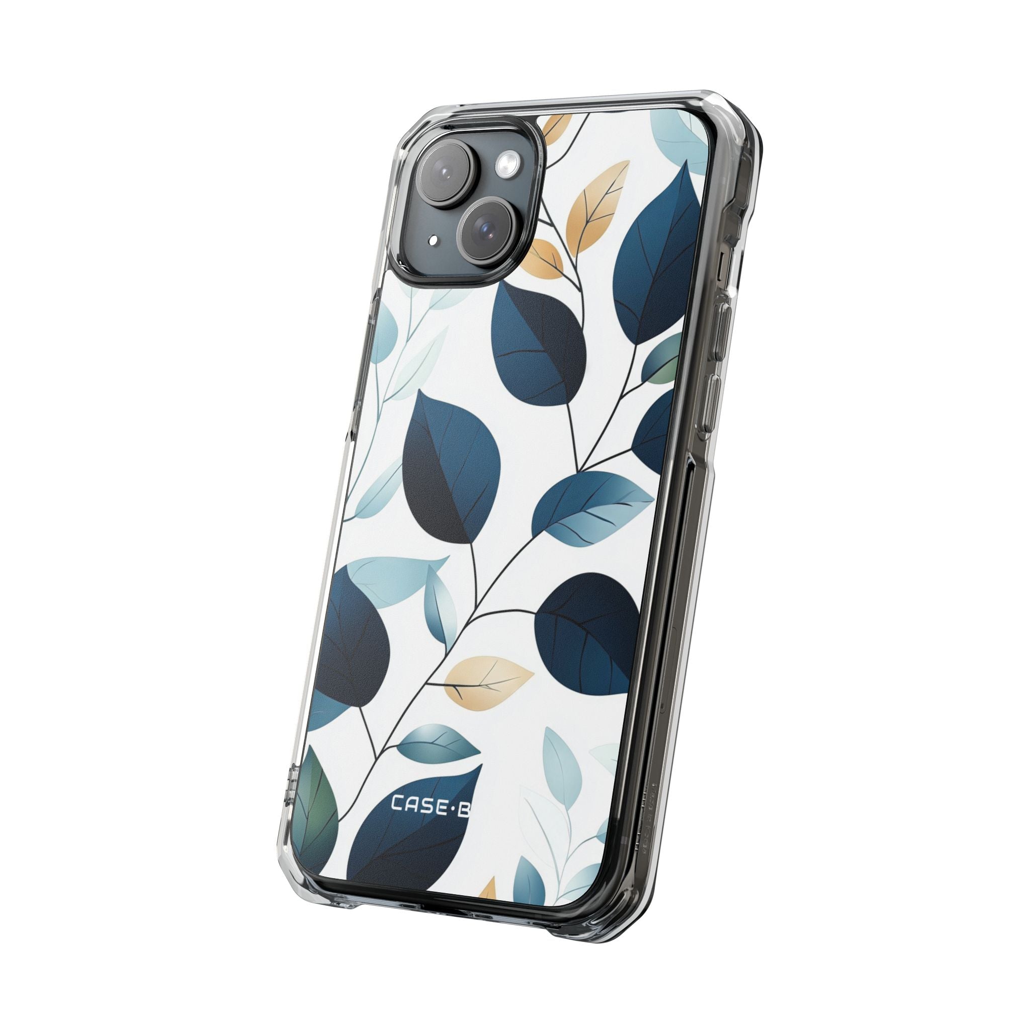 Navy Leaf Veins iPhone 15 Plus Case - Impact