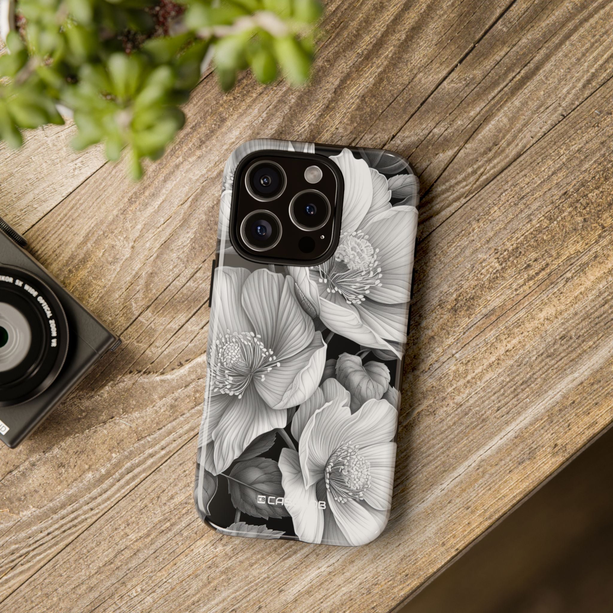 Elegant Monochrome Floral Art - for iPhone 16