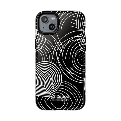 Monochrome Spiral Curves iPhone 14 - Tough+