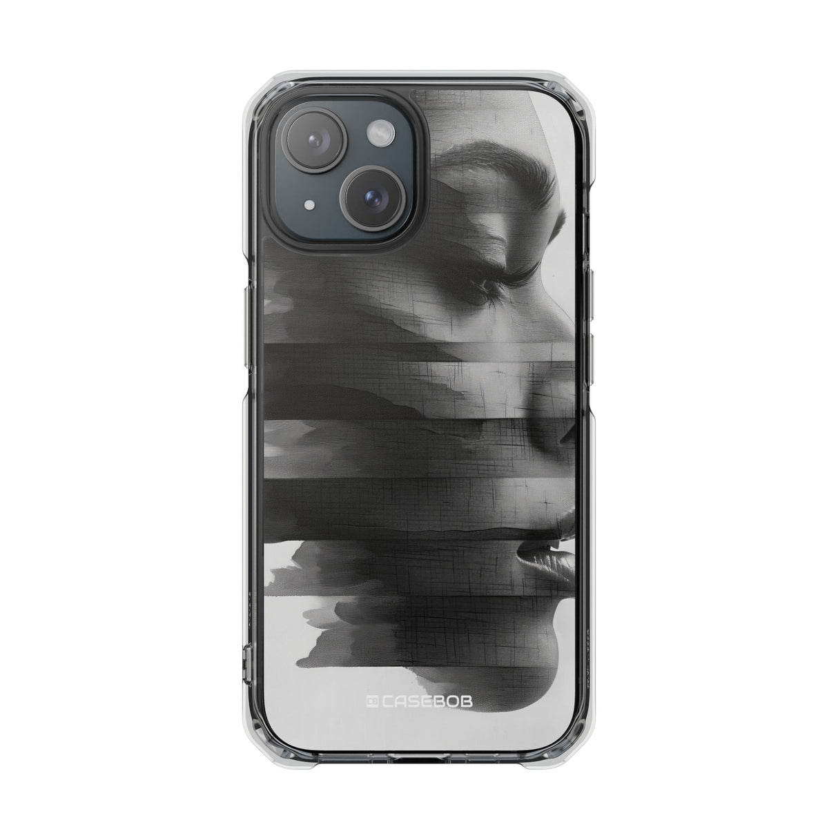 Abstract Glitch Portrait - Phone Case for iPhone (Clear Impact - Magnetic)