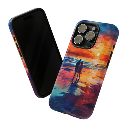 Beach Sunset Love Silhouettes - Protective Phone Case