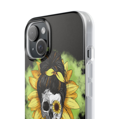 Sunflower Skull iPhone 15 Plus Case - Soft