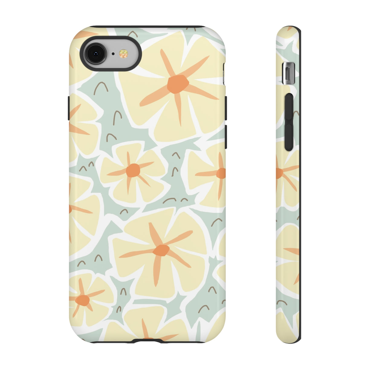 Pastel Yellow Happy Flower iPhone Case (Protective) iPhone 8 Glossy Phone Case