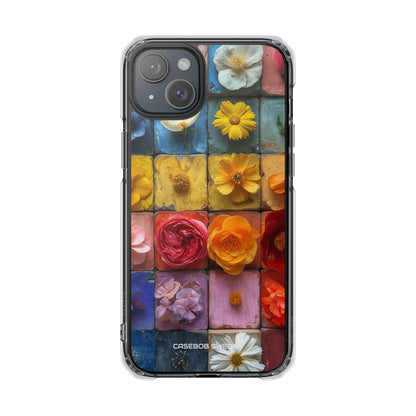 Vibrant Floral Tiles - Clear Impact iPhone 15 Phone Case