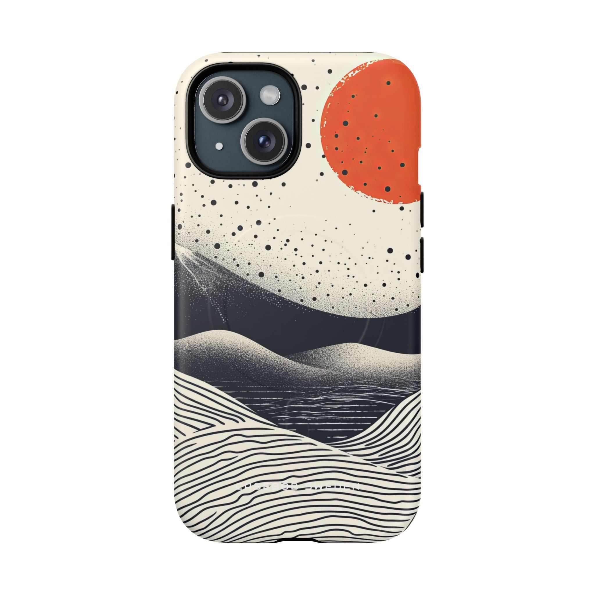 Red Sun Over Flowing Horizons iPhone 15  Tough+ Phone Case