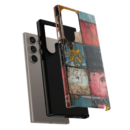 Rustic Red-Yellow Vintage Tiles - Tough Samsung S24 Phone Case