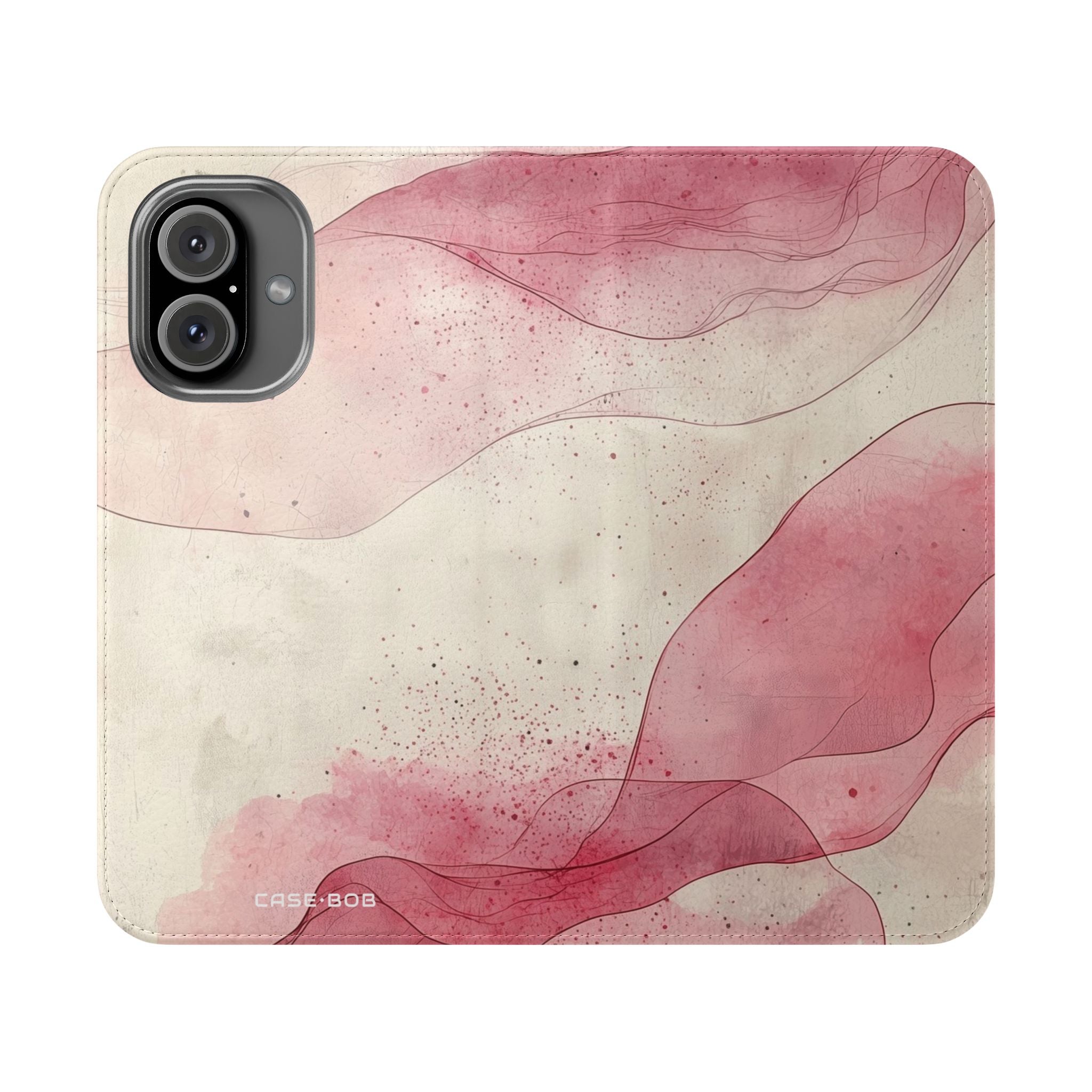 Crimson Ribbon Waves - iPhone 16  Case - Wallet