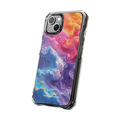 Abstract Blue Pink Waves - Clear Impact iPhone 14 Phone Case