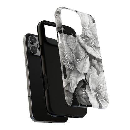 Monochrome Petal Dance iPhone 16 - Tough+