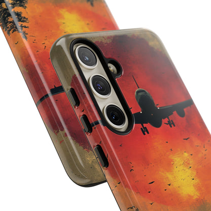 Vintage Sunset Airplane Silhouette Samsung S24 - Tough Phone Case