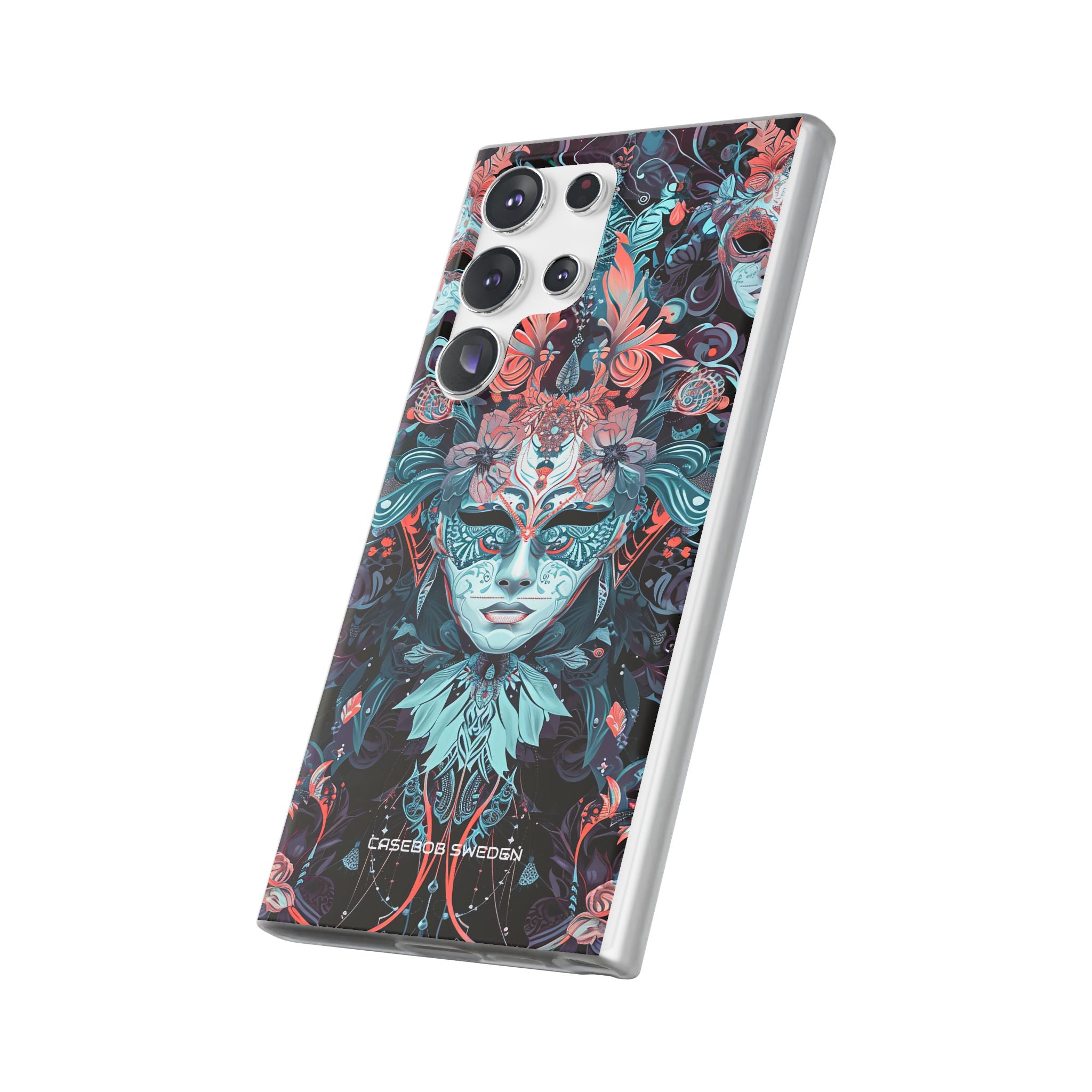 Mystic Teal Coral Mask - Flexi Samsung S23 Phone Case