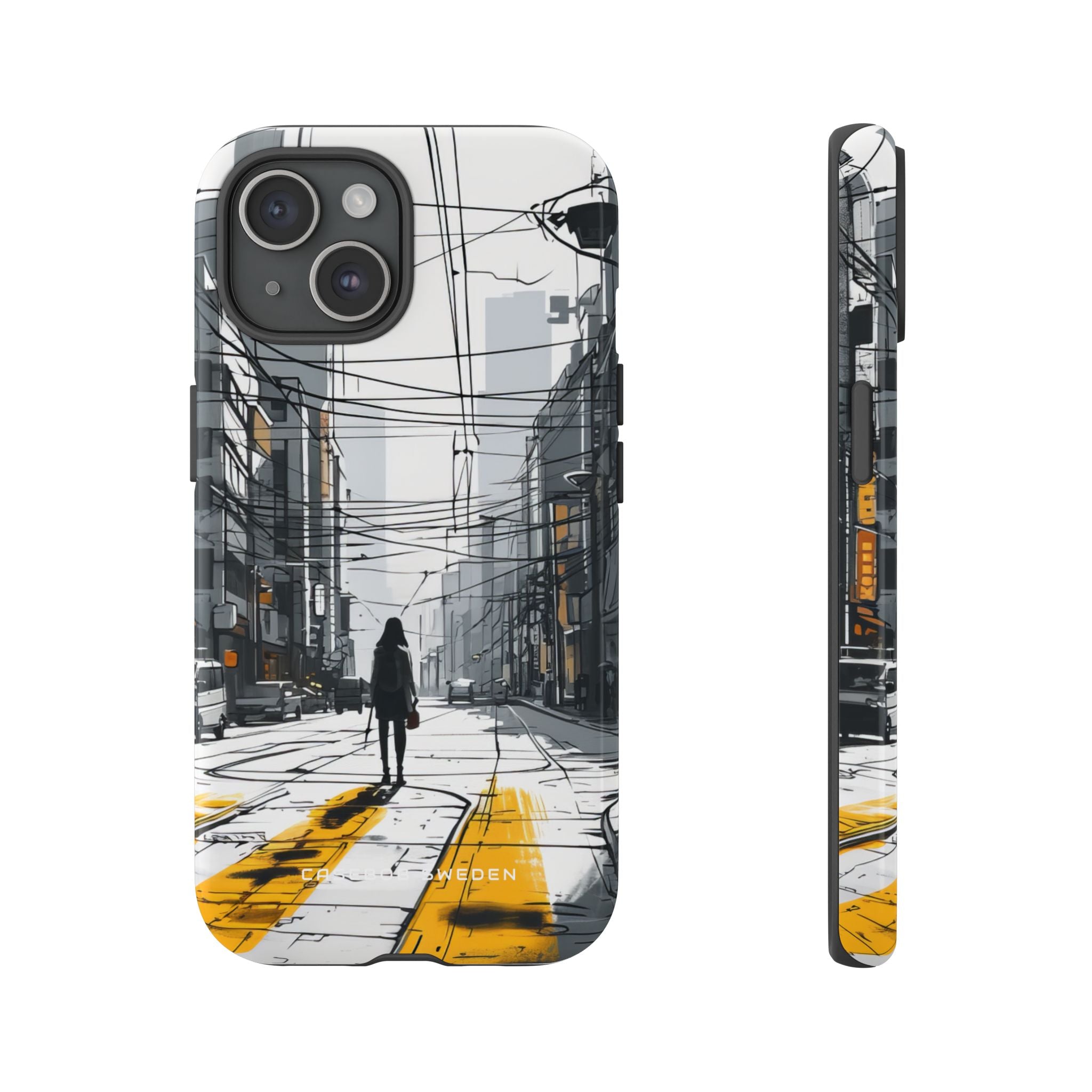 Urban Noir Streetscape iPhone 15 - Tough Phone Case