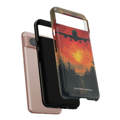 Vintage Sunset Airplane Silhouette Google Pixel 8 - Tough Phone Case