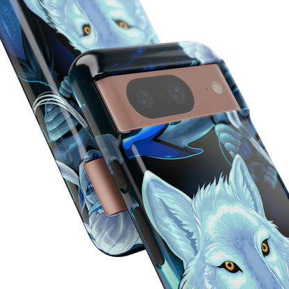 Elf with white wolf - Protective Phone Case