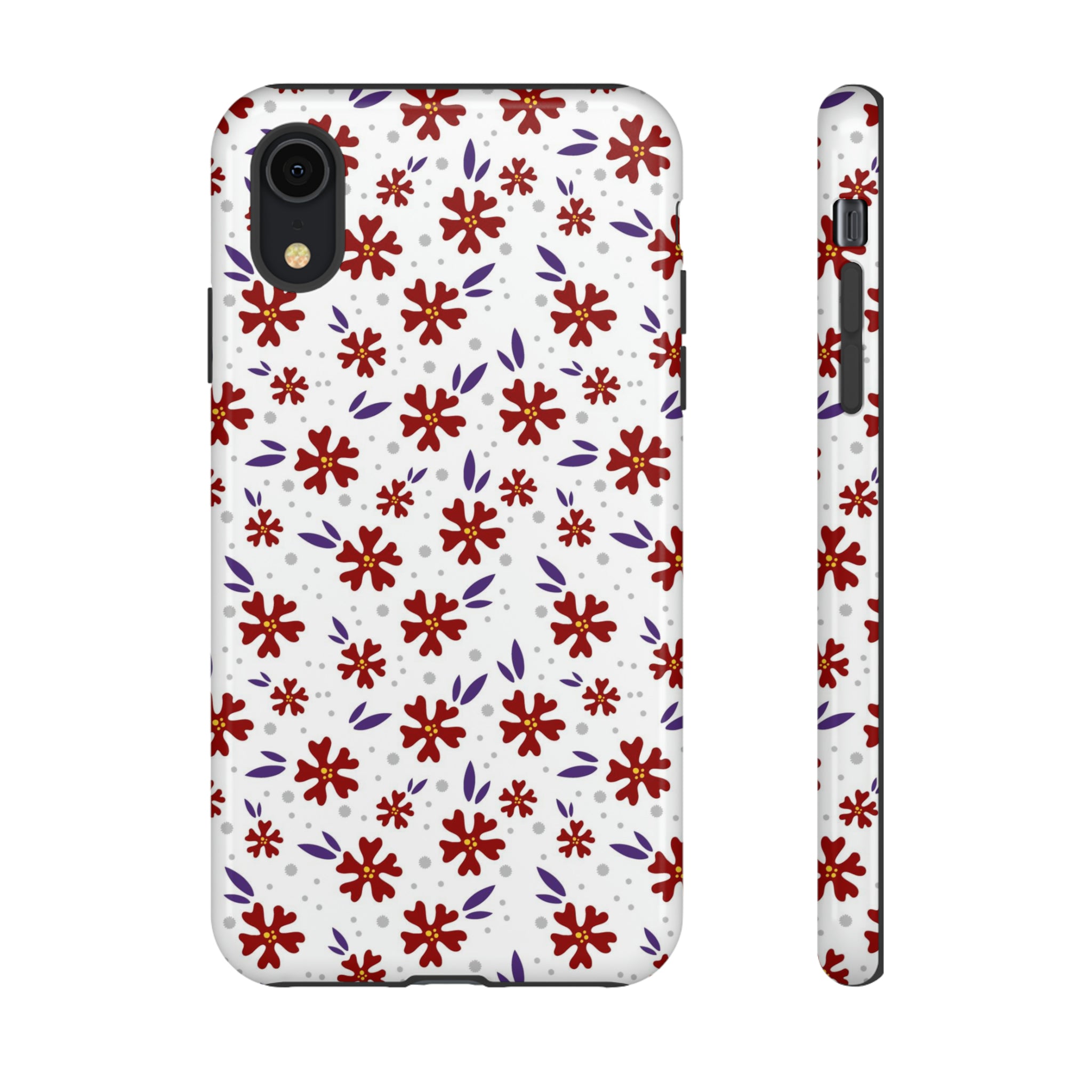 Red Flower Pattern - Protective Phone Case