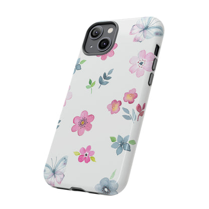 Vintage flowers and butterflies iPhone case - Protective Phone Case