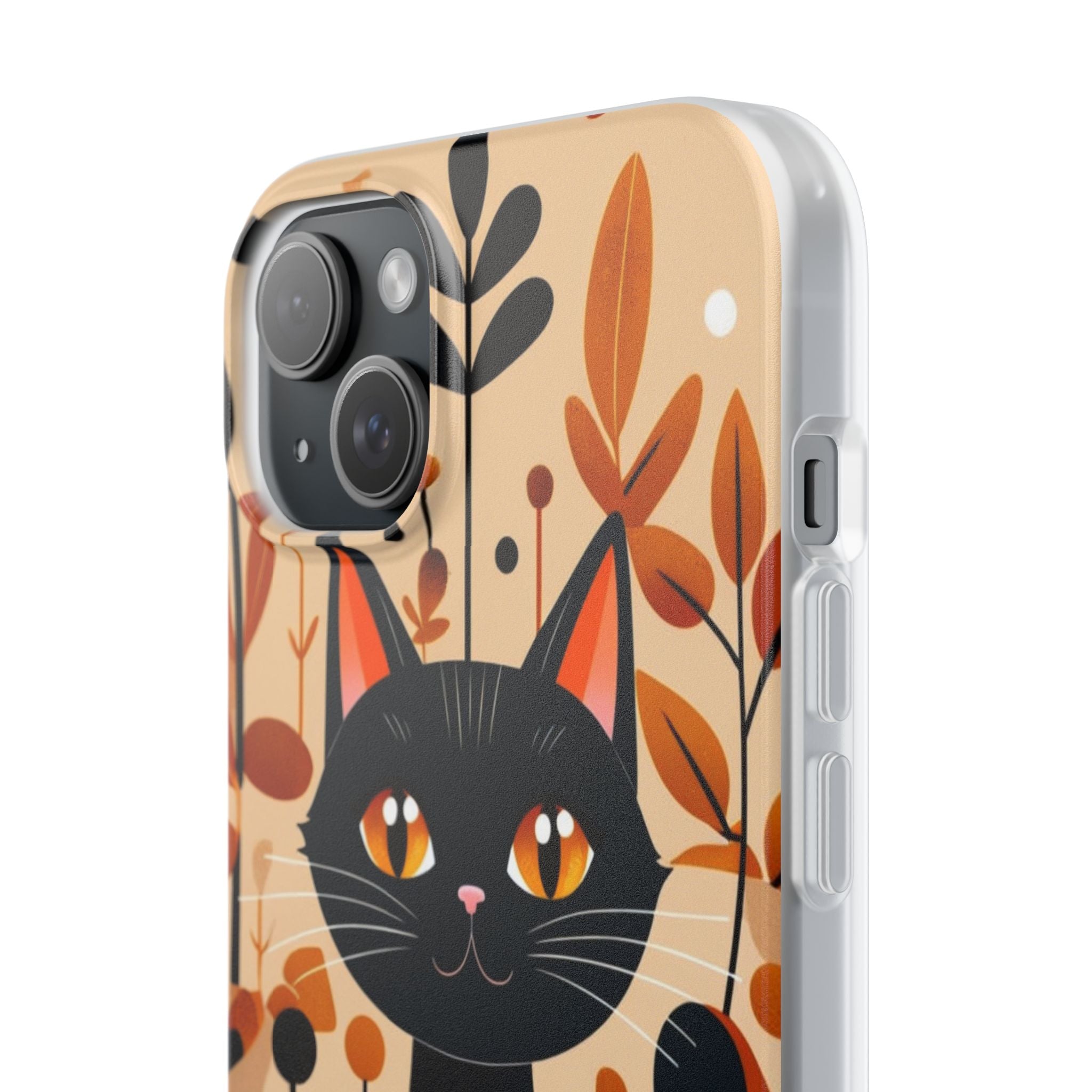 Black Cat Glow iPhone 15 Plus Case - Soft