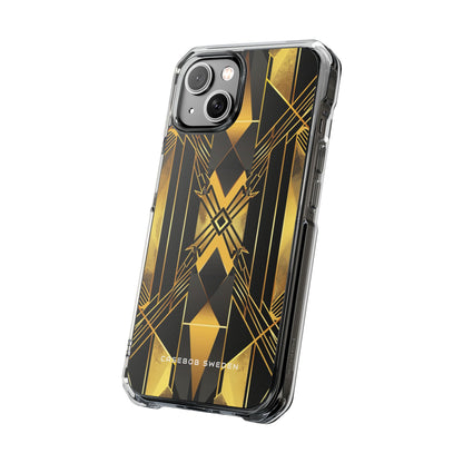 Golden Geometric Elegance iPhone 14 - Clear Impact Phone Case