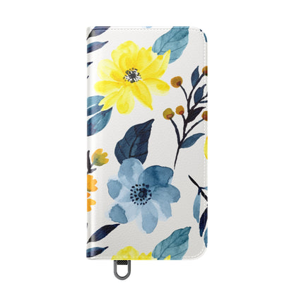 Yellow Blue Blossoms - Samsung S25 Case - Wallet