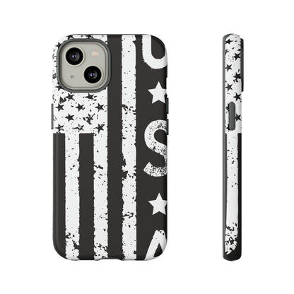 Black n White U.S Flag - Protective Phone Case