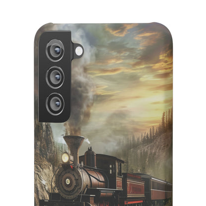 Vintage Steam Train Crossing Mountain Bridge Samsung S21 - Slim Phone Case