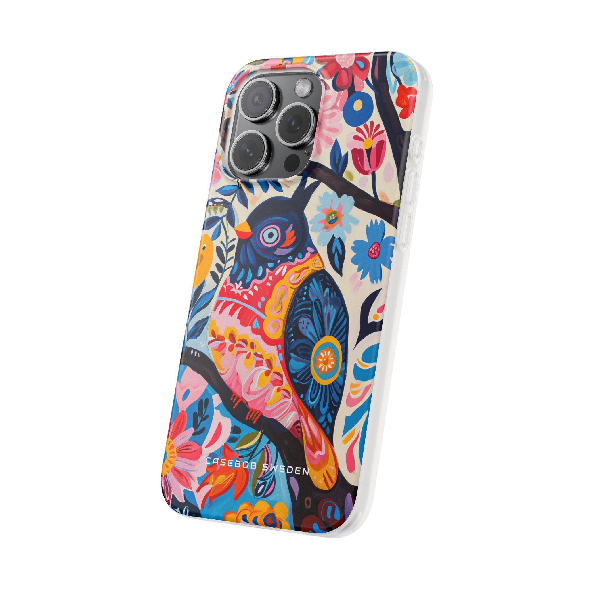 Whimsical Vintage Owl with Floral Charm iPhone 15 - Flexi Phone Case