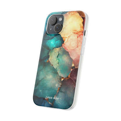 Teal Mosaic Veins iPhone 15 Case - Soft