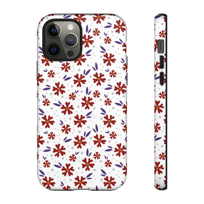 Red Flower Pattern - Protective Phone Case