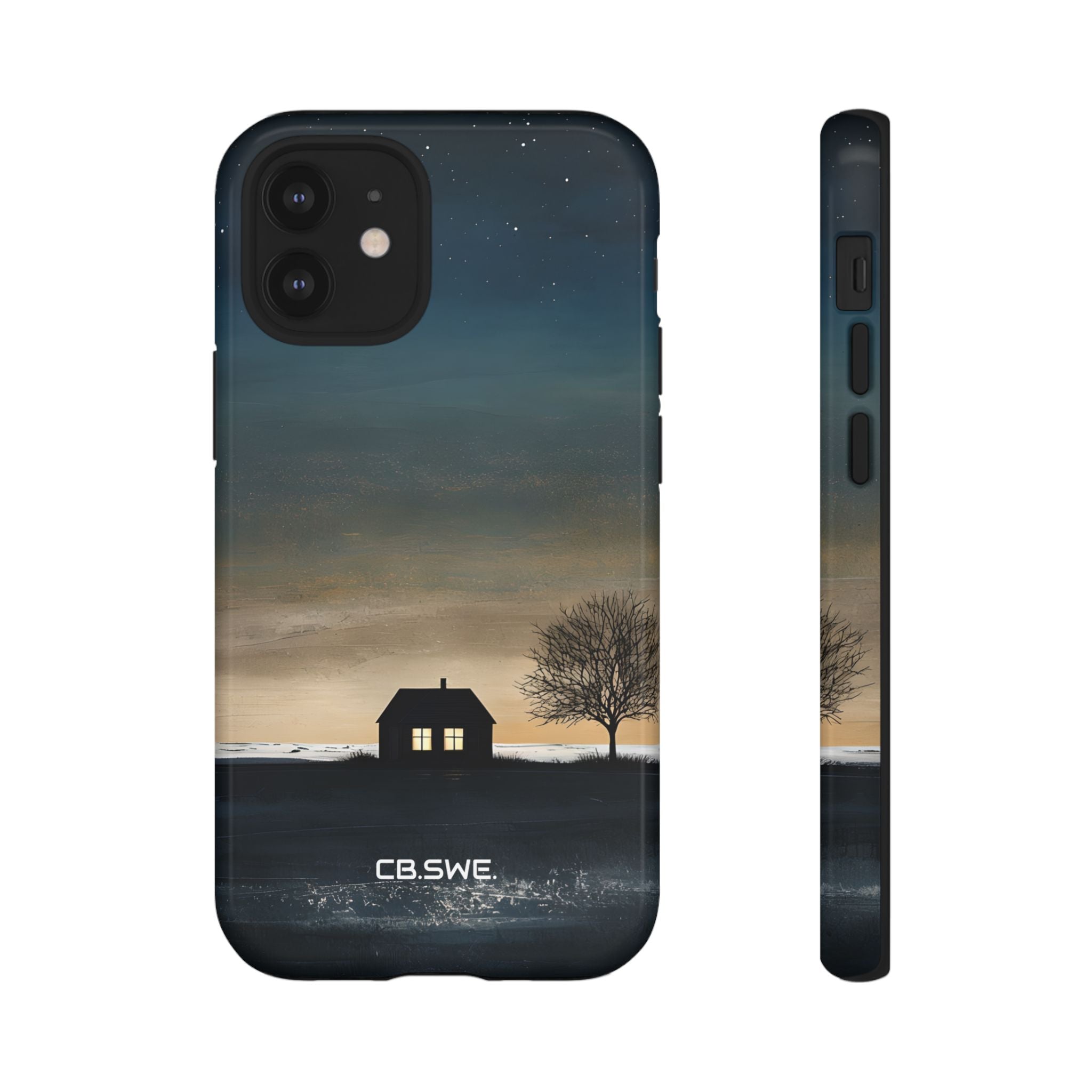 Serene Minimalist Dark House Glowing Windows Phone iPhone 12 - Tough
