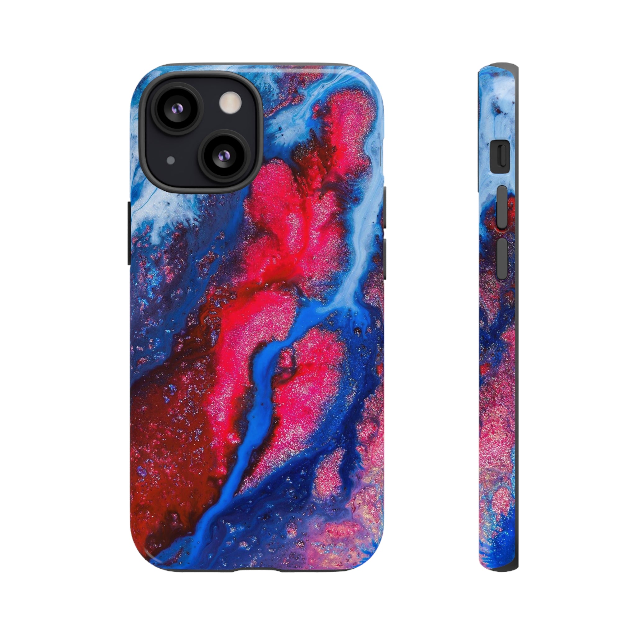 Red n Blue Ink Art iPhone Case (Protective) iPhone 13 Mini Glossy Phone Case