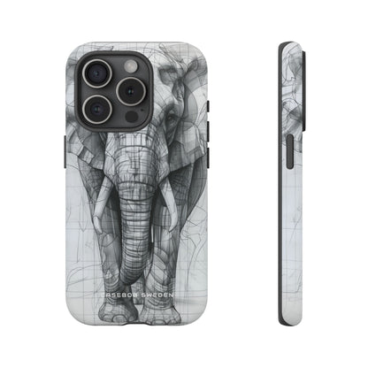 Elephant Line Geometry iPhone 15 - Tough Phone Case