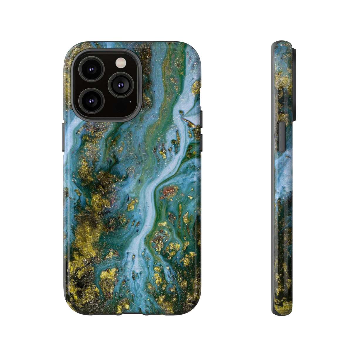 Ocean Blue Ink Art iPhone Case (Protective) iPhone 14 Pro Max Glossy Phone Case