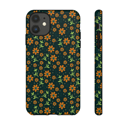 Green Flower Pattern - Protective Phone Case