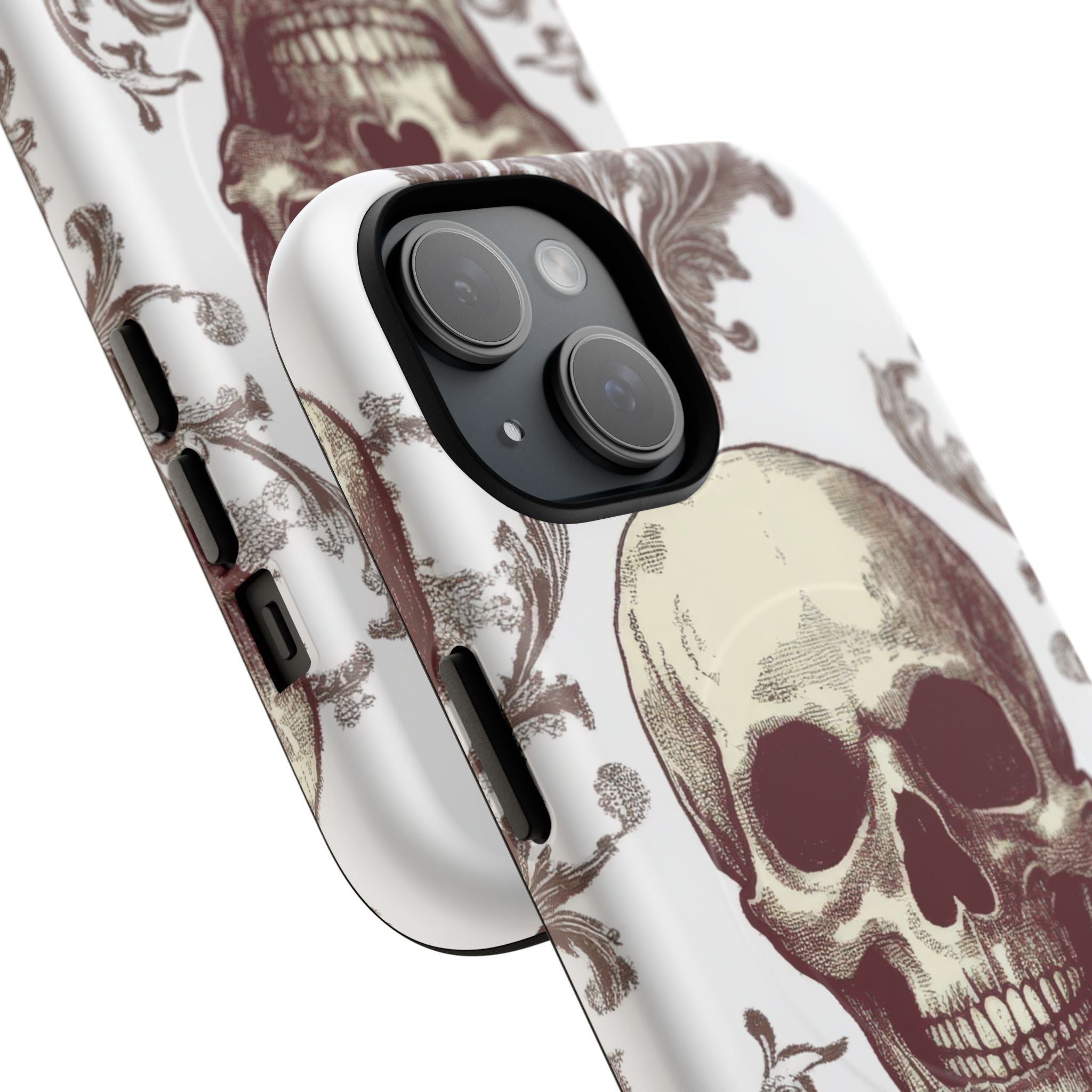 Gothic Skulls and Ornate Foliage iPhone 15 | Tough+ Phone Case