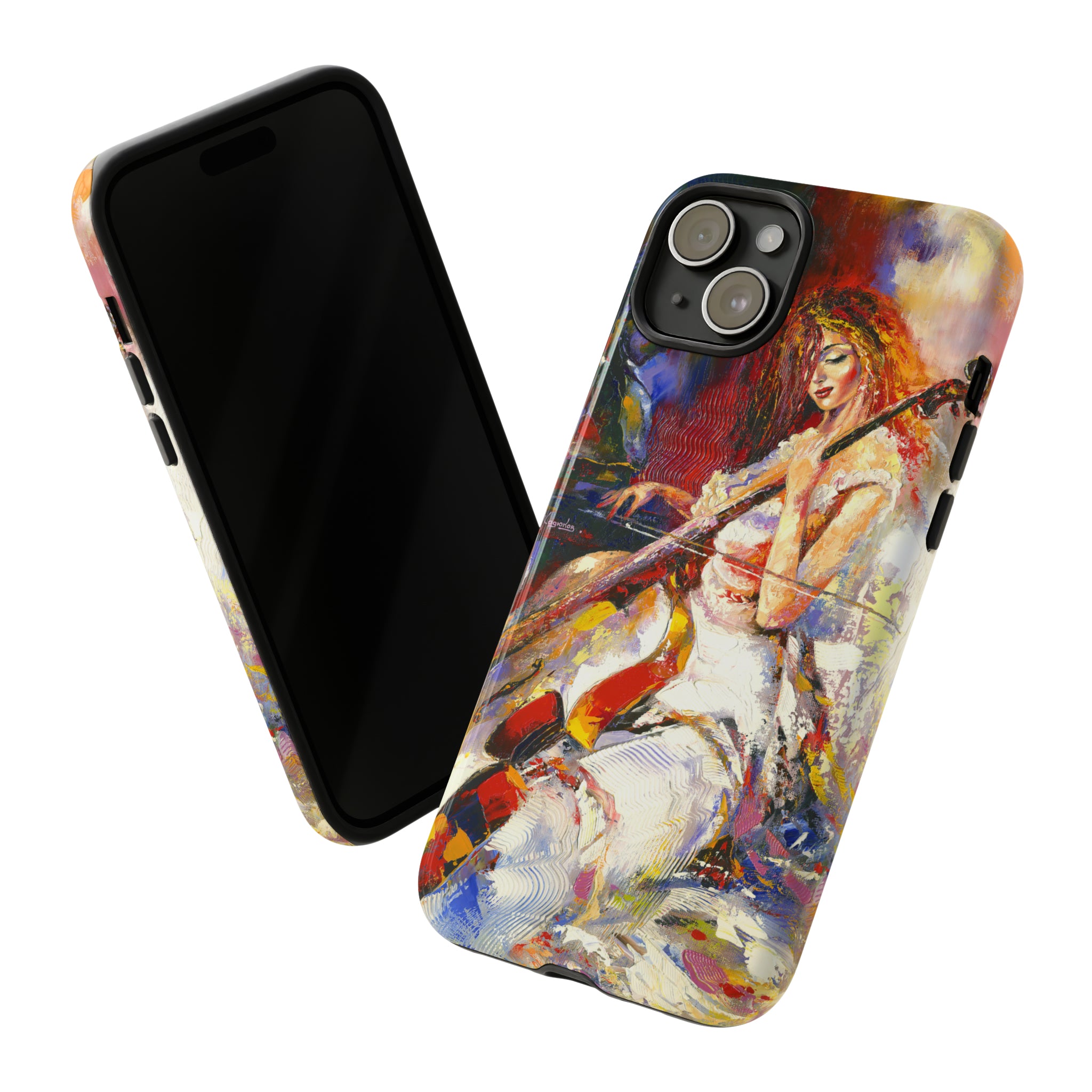 Oil panting - Girl playing Violoncello - Protective Phone Case