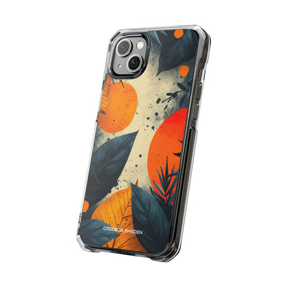 Tropical Blue Leaves - Clear Impact iPhone 14 Phone Case