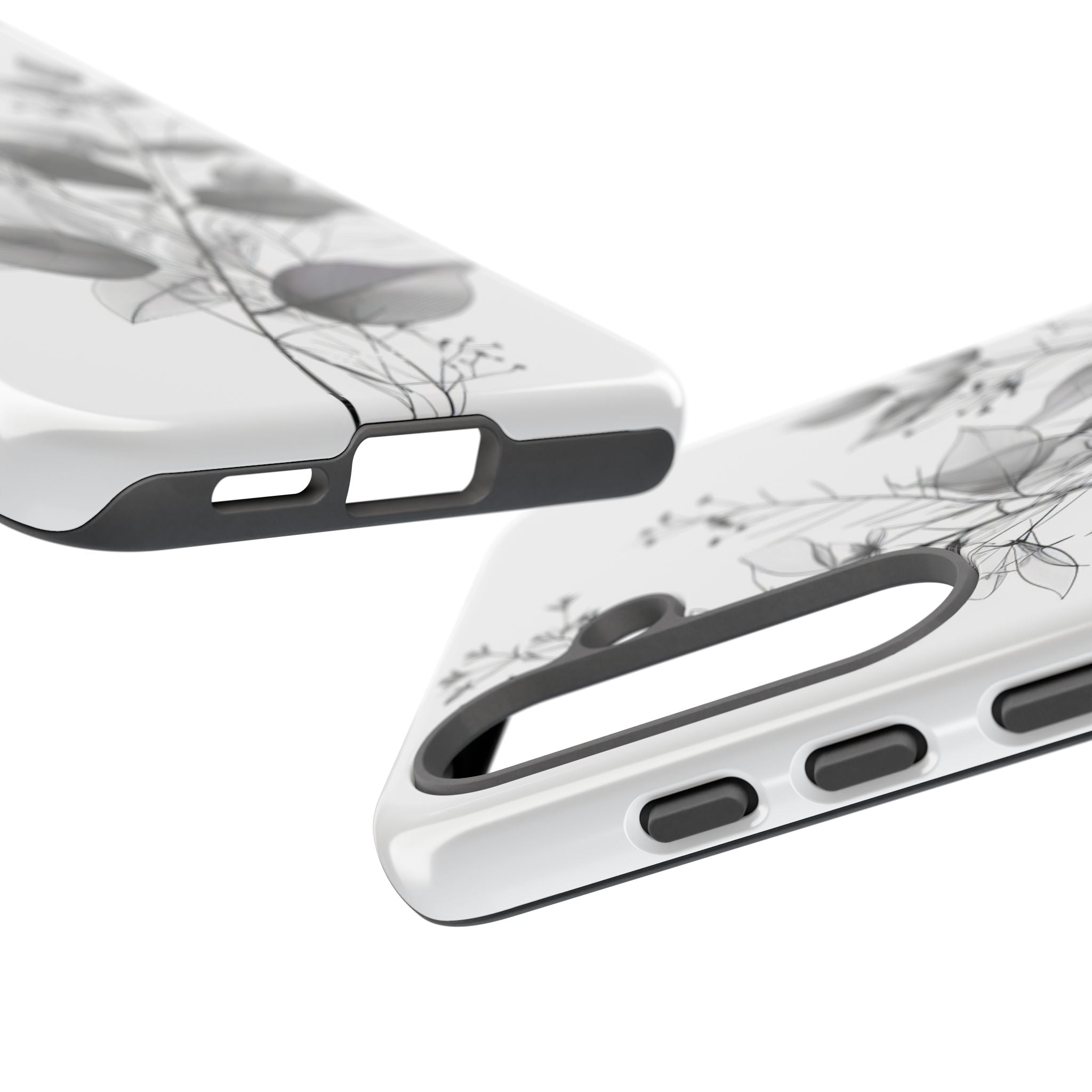 Veined Leaves Gray Samsung S25 Case - Tough