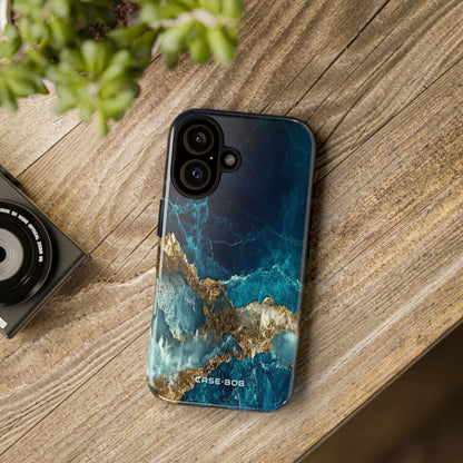 Jagged Gold Split iPhone 16 Plus Case - Tough