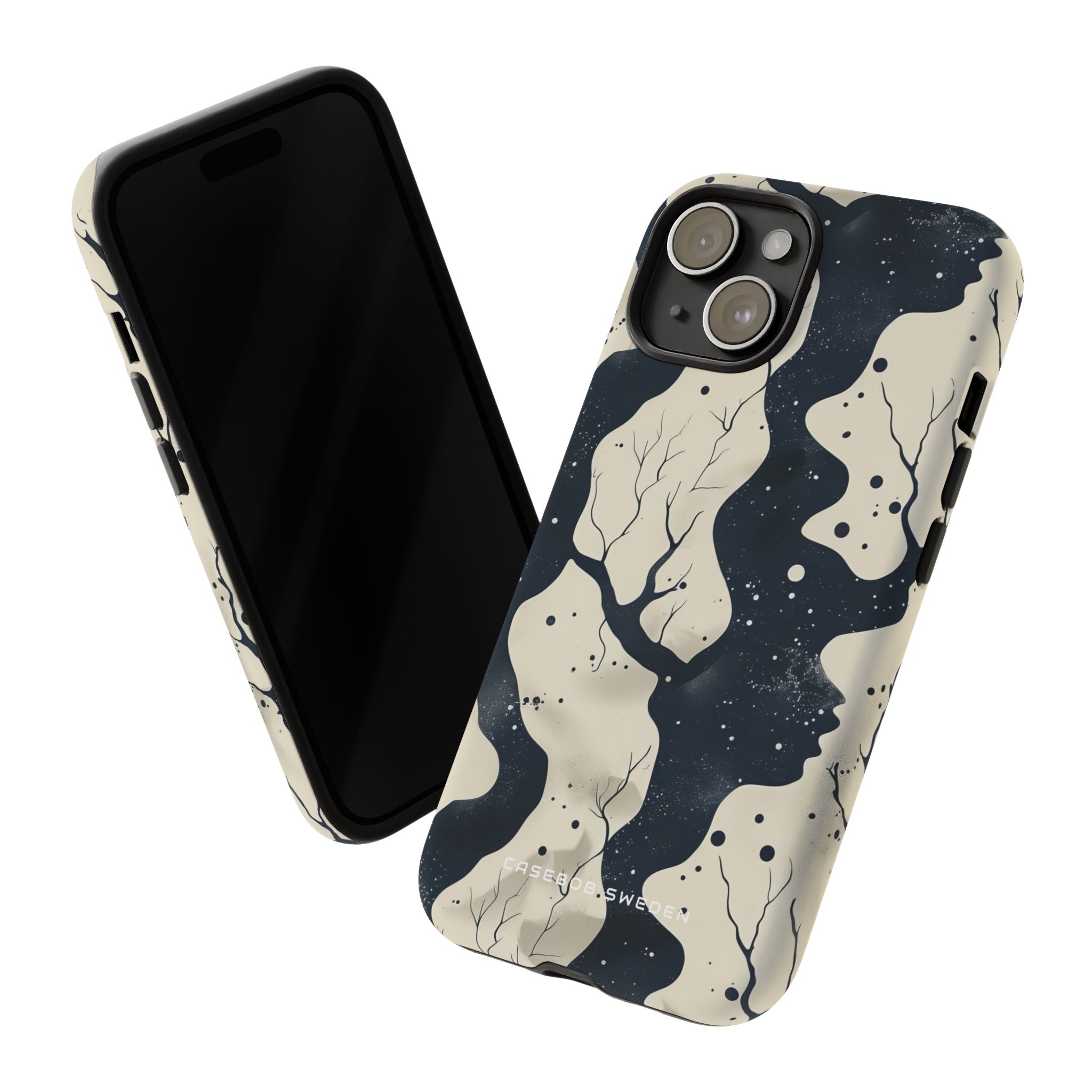 Organic Fluid Silhouettes with Cosmic Depth iPhone 15 - Tough Phone Case