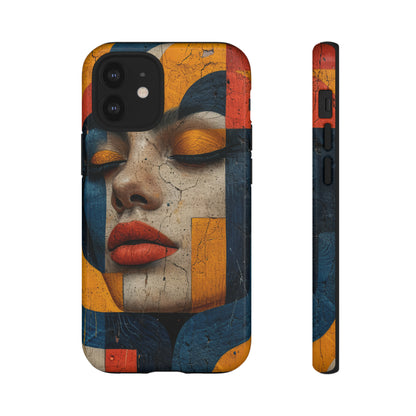 Blue Lady's Geometric Elegance - Protective Phone Case