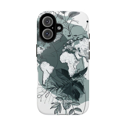 Botanische Weltkarte iPhone 16 - Robust