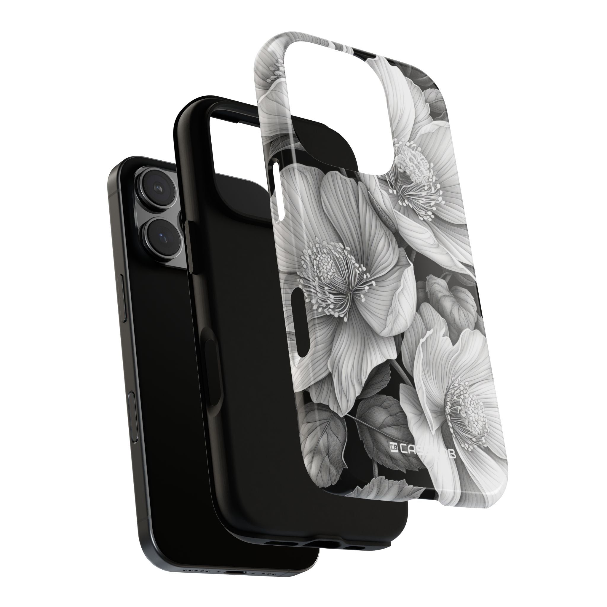 Elegant Monochrome Floral Art - for iPhone 16