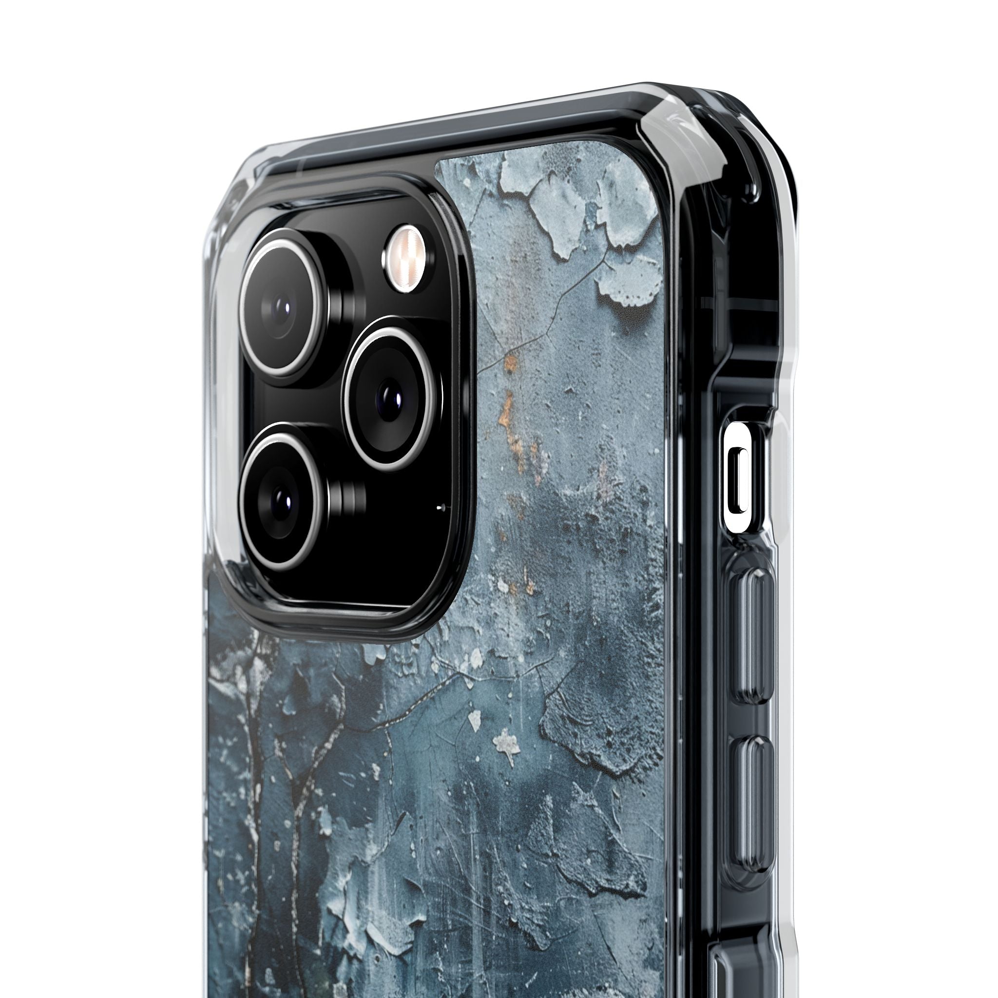 Weathered Blue Tapestry with Cracked Layers iPhone 14 - Clear Impact Phone Case