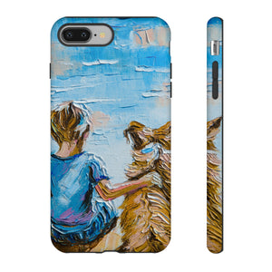 Boy with Dog - Protective Phone Case