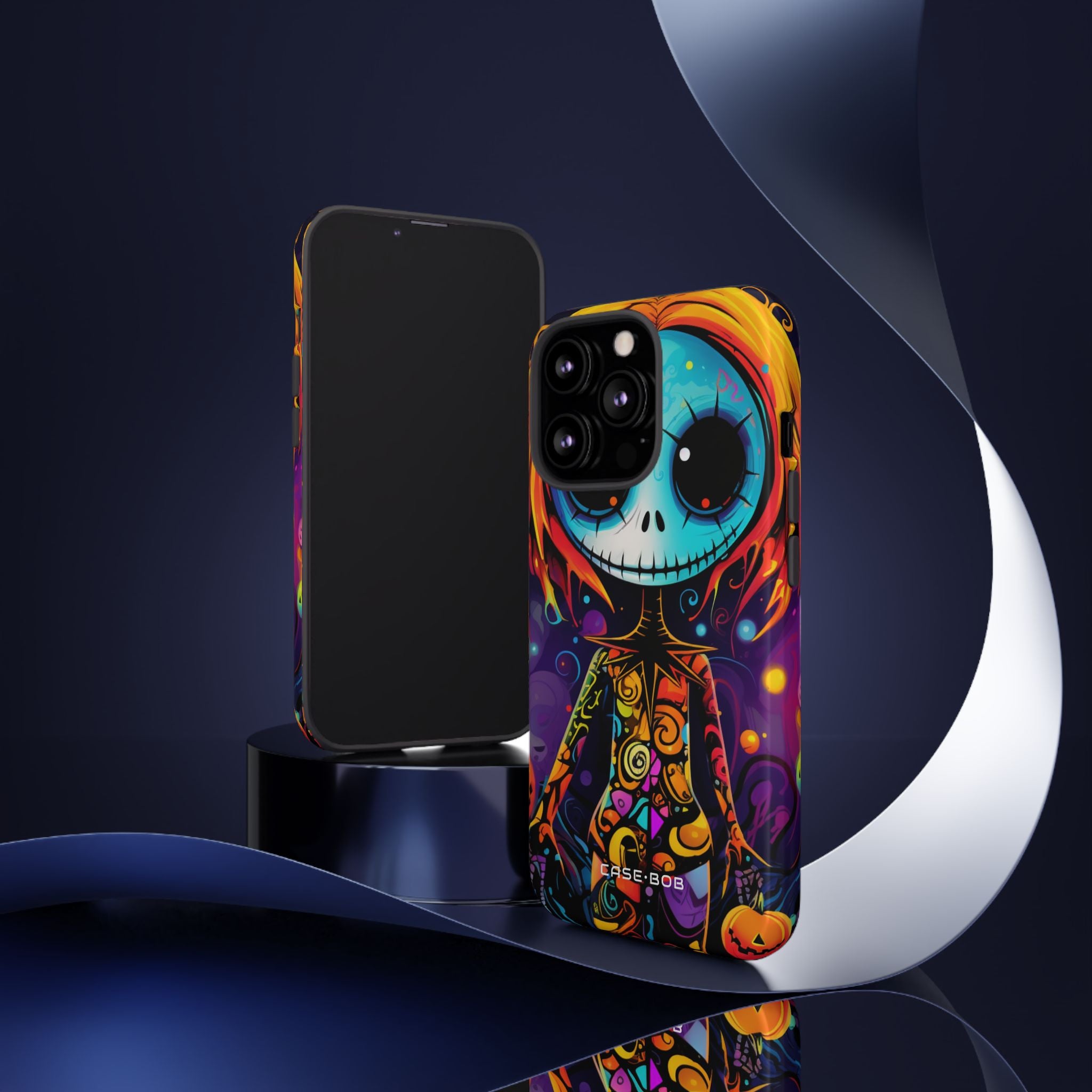 Blue Skull Swirl iPhone 13 Pro Case - Tough
